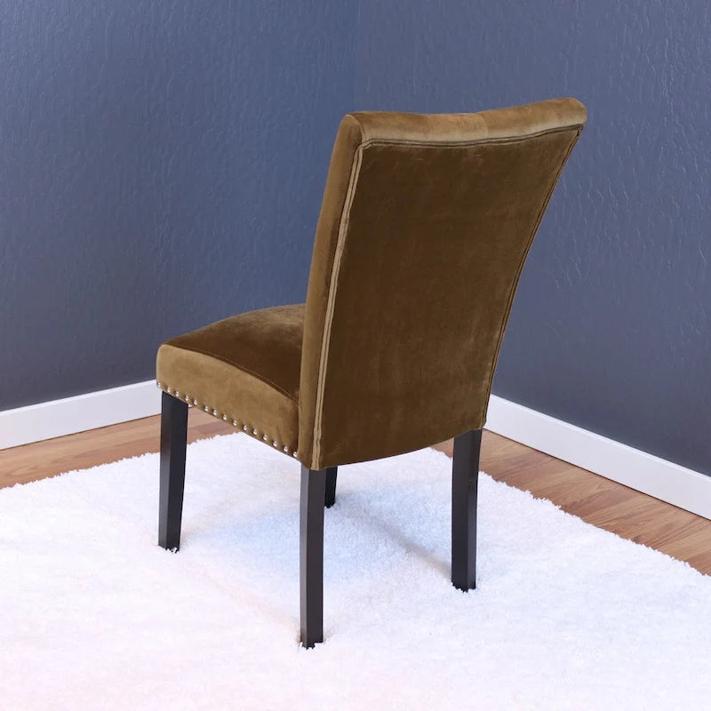 Chaises de salle à manger en velours capitonné (lot de deux)