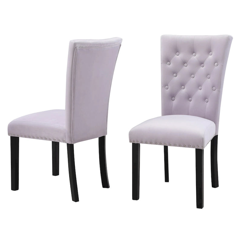 Chaises de salle à manger en velours capitonné (lot de deux)