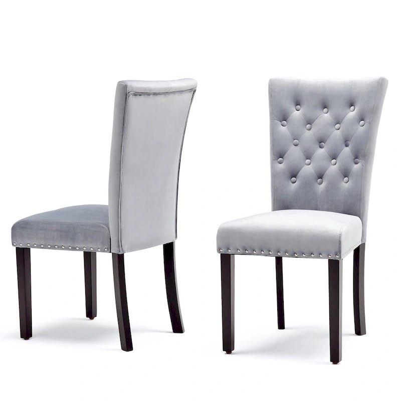 Chaises de salle à manger en velours capitonné (lot de deux)