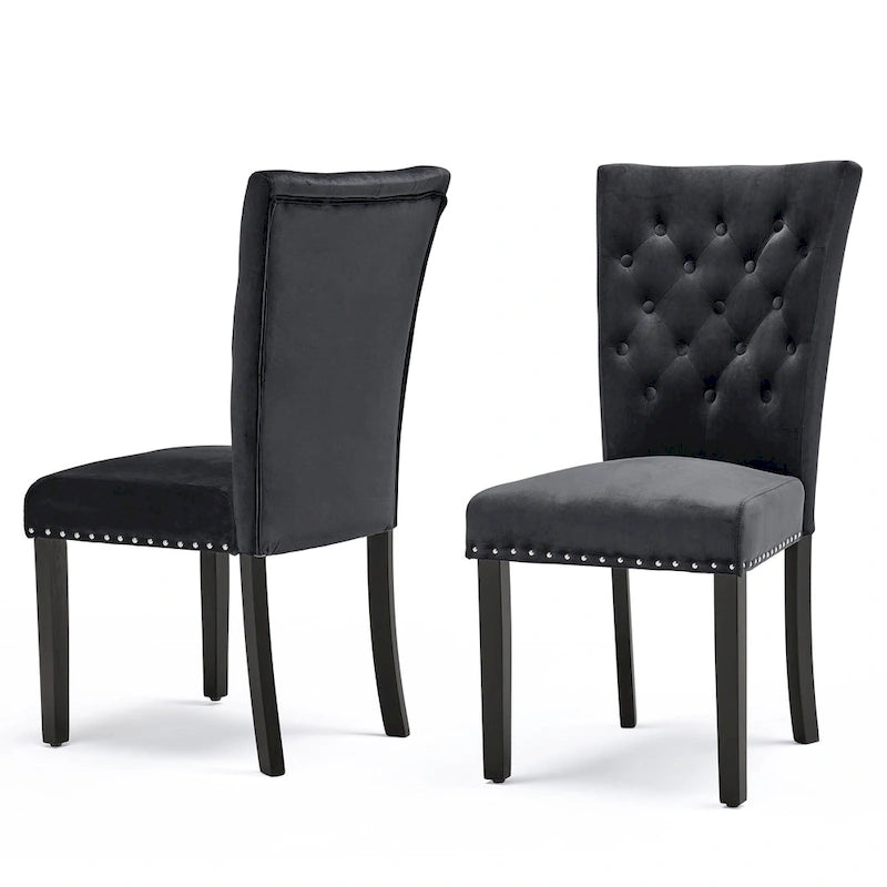 Chaises de salle à manger en velours capitonné (lot de deux)
