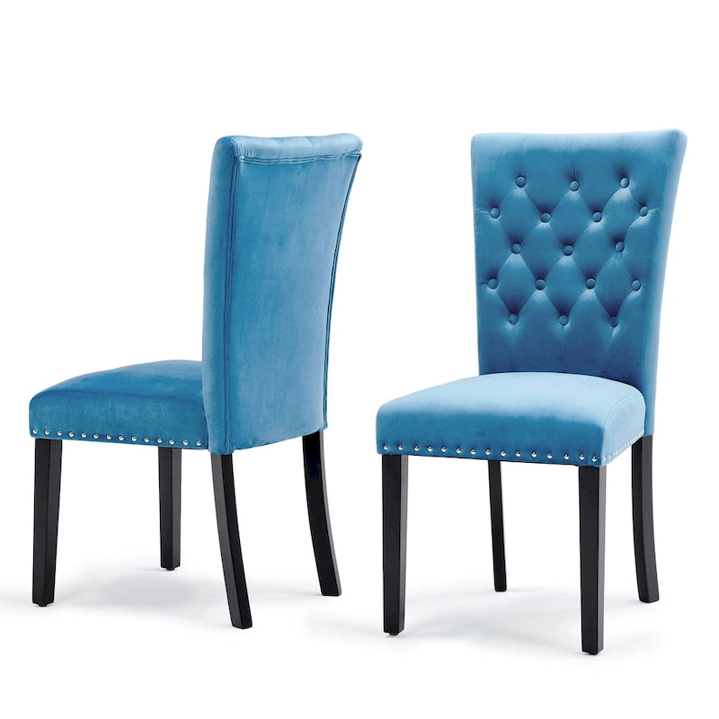 Chaises de salle à manger en velours capitonné (lot de deux)