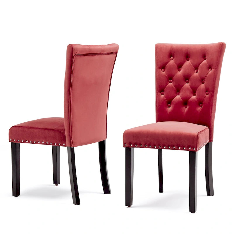 Chaises de salle à manger en velours capitonné (lot de deux)