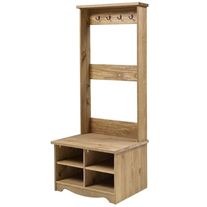 Porte-manteau d'entrée en bois (Gris)