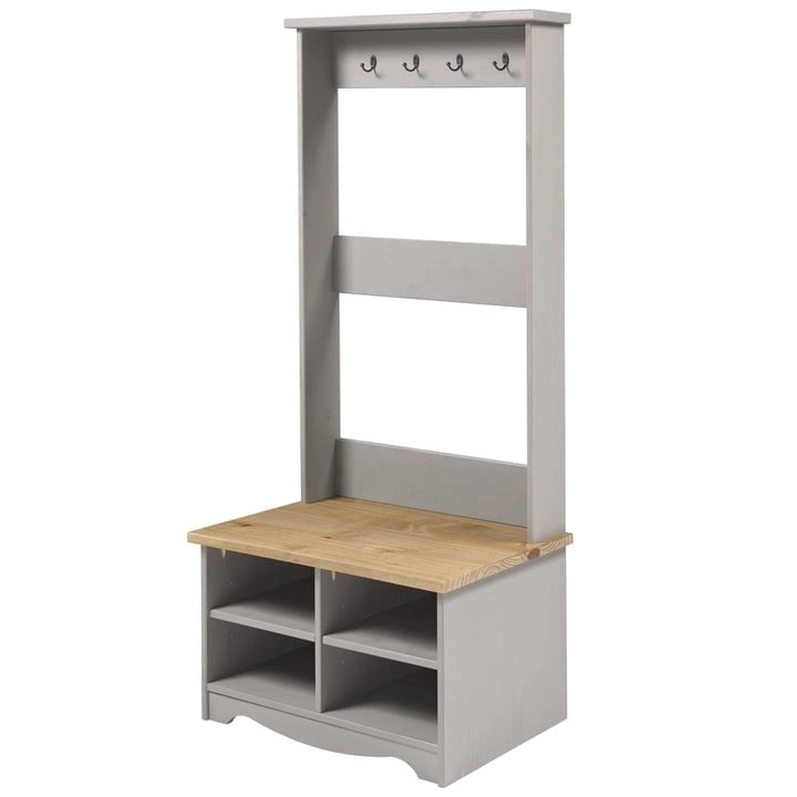 Porte-manteau d'entrée en bois (Gris)