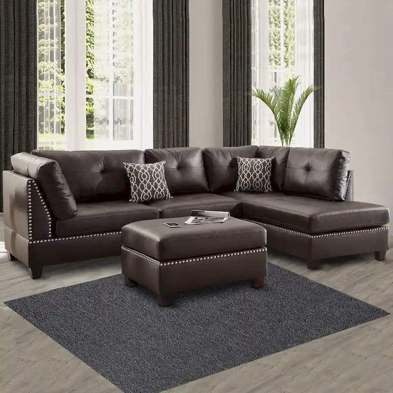 Canapé en similicuir marron en peluche
