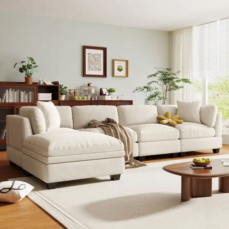 Canapé modulaire avec pouf de rangement amovible