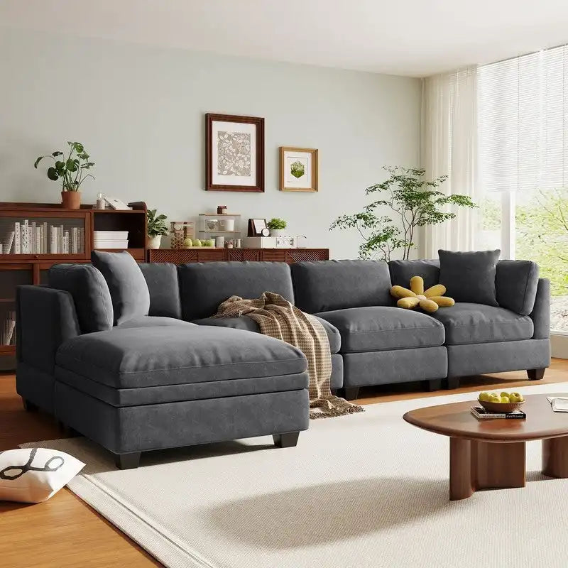 Canapé modulaire avec pouf de rangement amovible