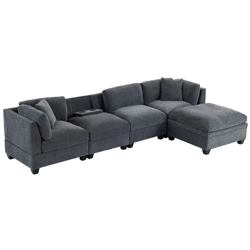 Canapé modulaire avec pouf de rangement amovible