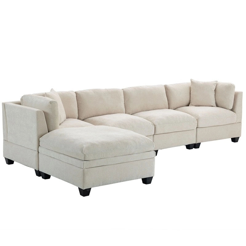 Canapé modulaire avec pouf de rangement amovible
