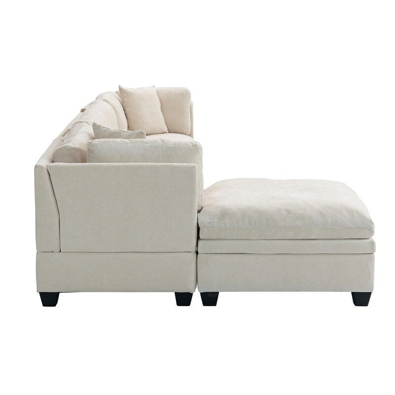 Canapé modulaire avec pouf de rangement amovible