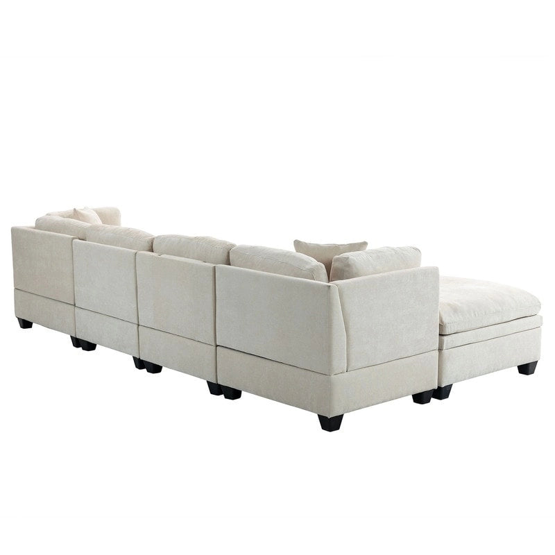 Canapé modulaire avec pouf de rangement amovible
