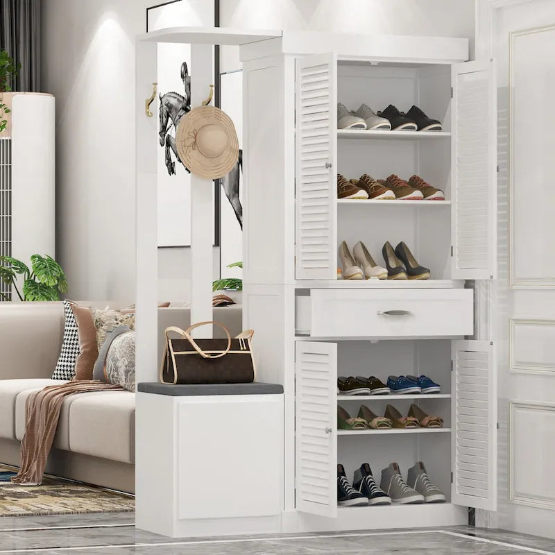 Meuble de rangement en bois sur pied avec portes