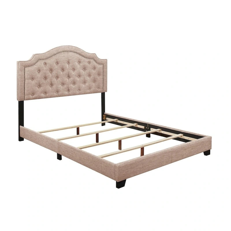 Lit capitonné en tissu beige