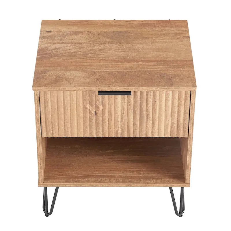 Ensemble moderne minimaliste de 2 pièces : Coiffeuse à 3 tiroirs et table de chevet