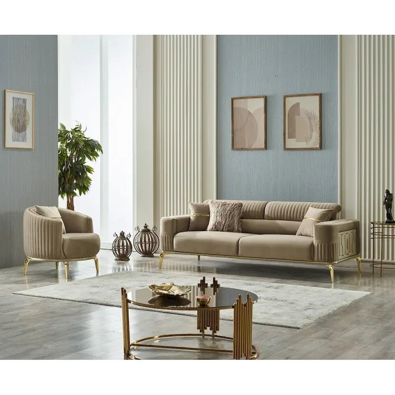 Ensemble salon 2 pièces : 1 canapé, 1 fauteuil