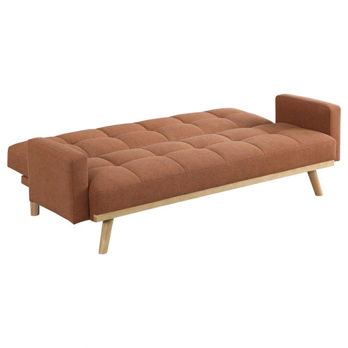Canapé futon de 78 pouces avec dossier capitonné, pieds inclinés, tissu orange