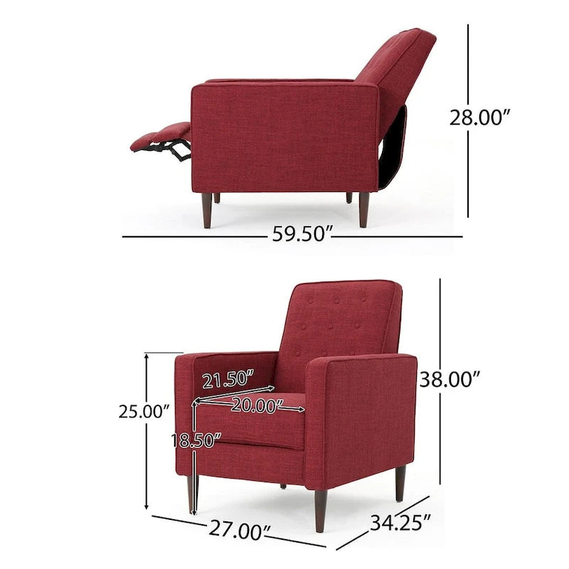 Fauteuil inclinable en tissu de style Mid-Century Modern