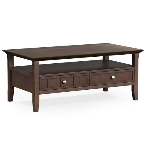 Table basse rectangulaire en bois massif de 122 cm de large