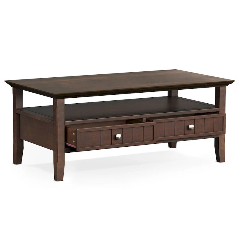 Table basse rectangulaire en bois massif de 122 cm de large