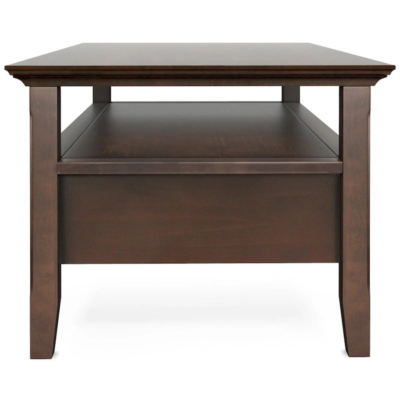 Table basse rectangulaire en bois massif de 122 cm de large