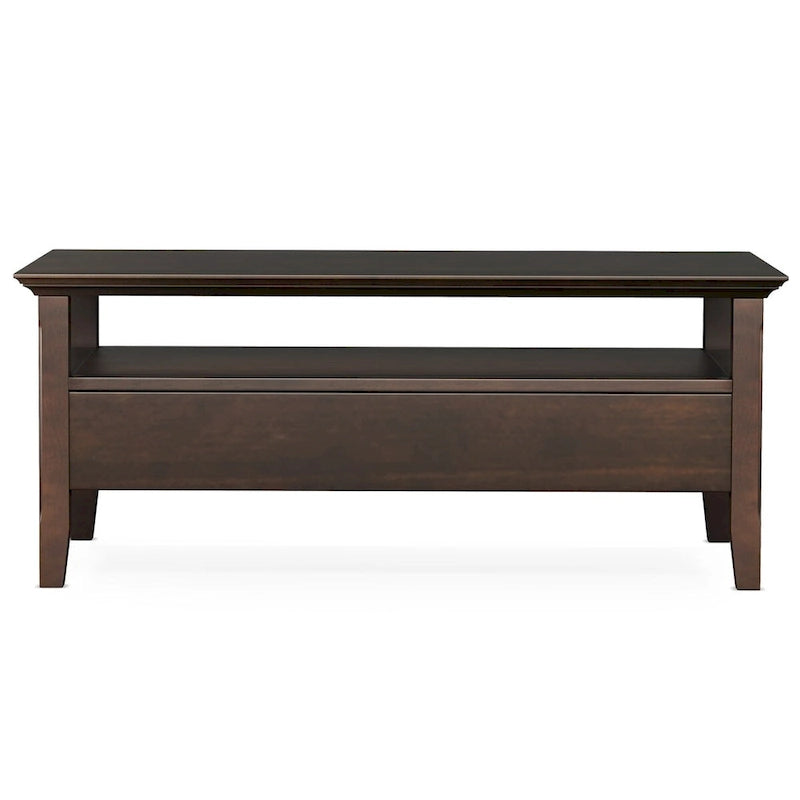 Table basse rectangulaire en bois massif de 122 cm de large