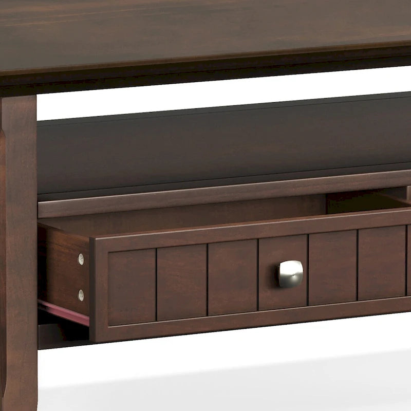 Table basse rectangulaire en bois massif de 122 cm de large