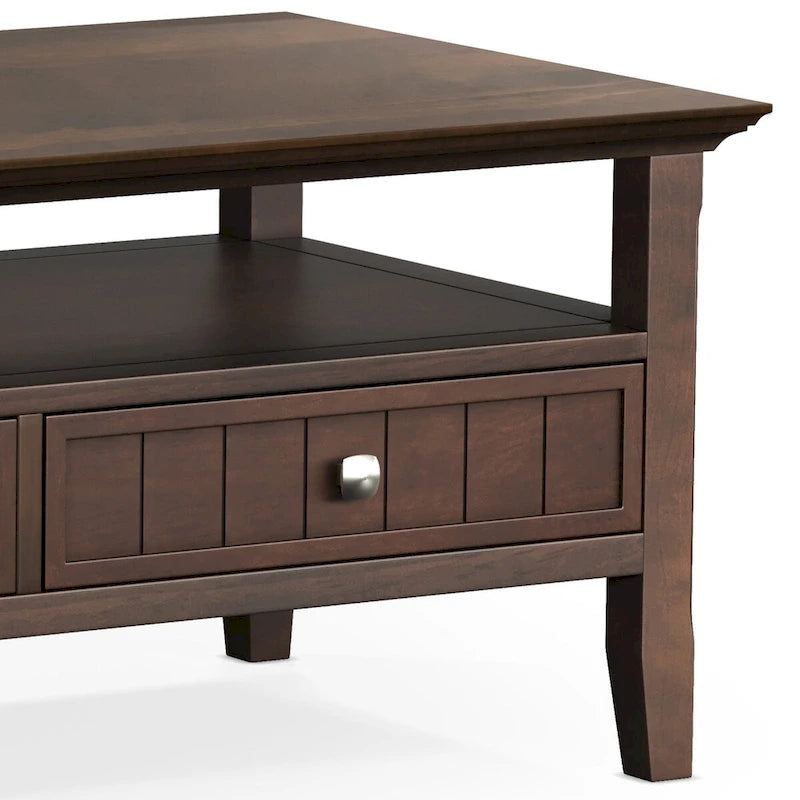 Table basse rectangulaire en bois massif de 122 cm de large