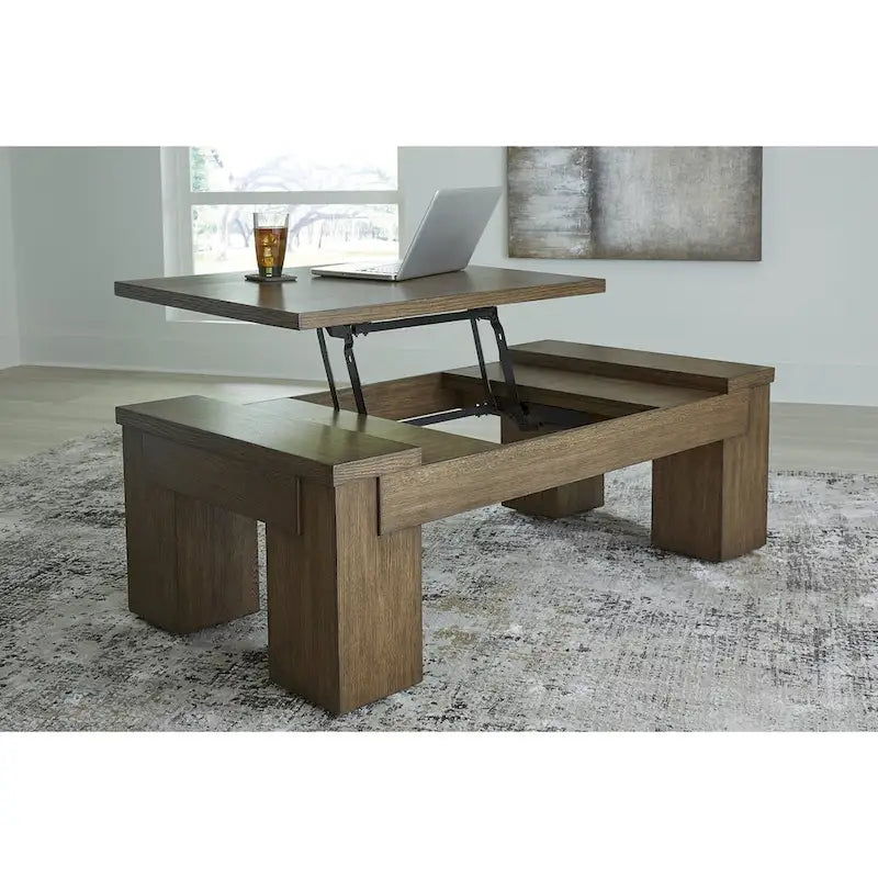Table basse relevable marron
