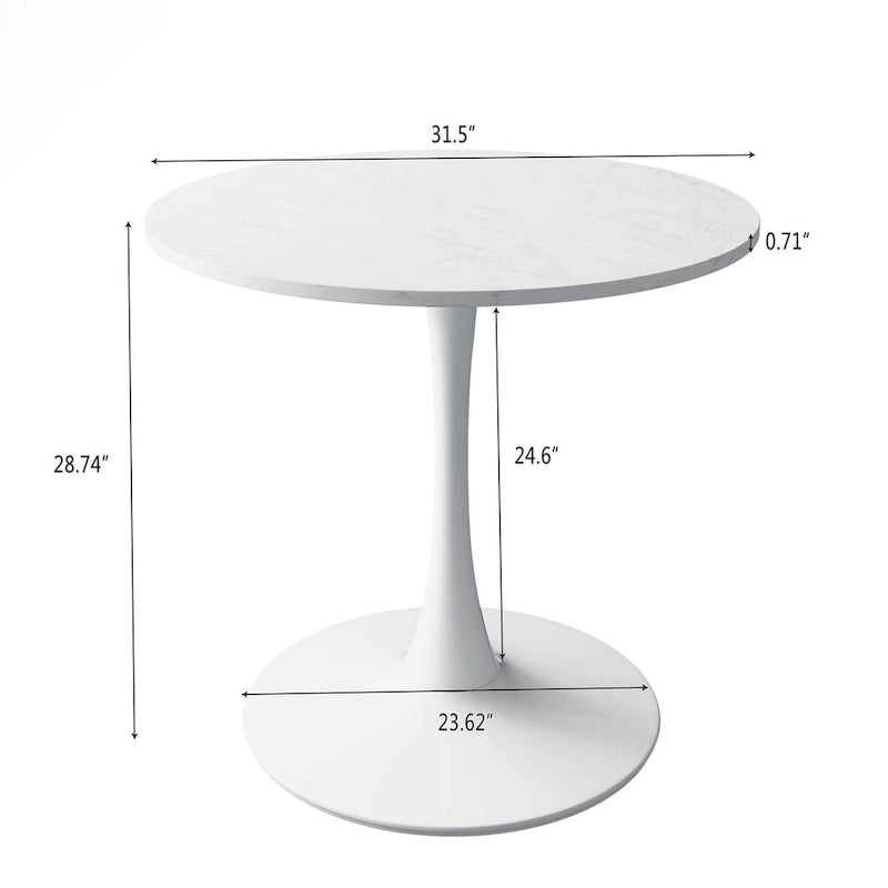 32Table à manger moderne avec base ronde en métal et plateau en MDF
