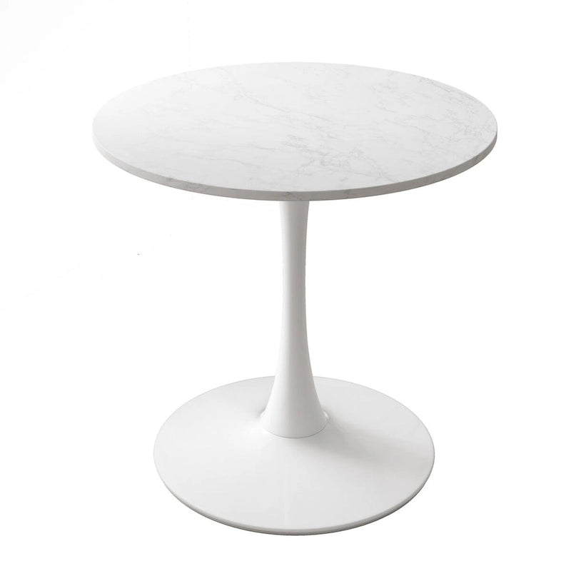 32Table à manger moderne avec base ronde en métal et plateau en MDF