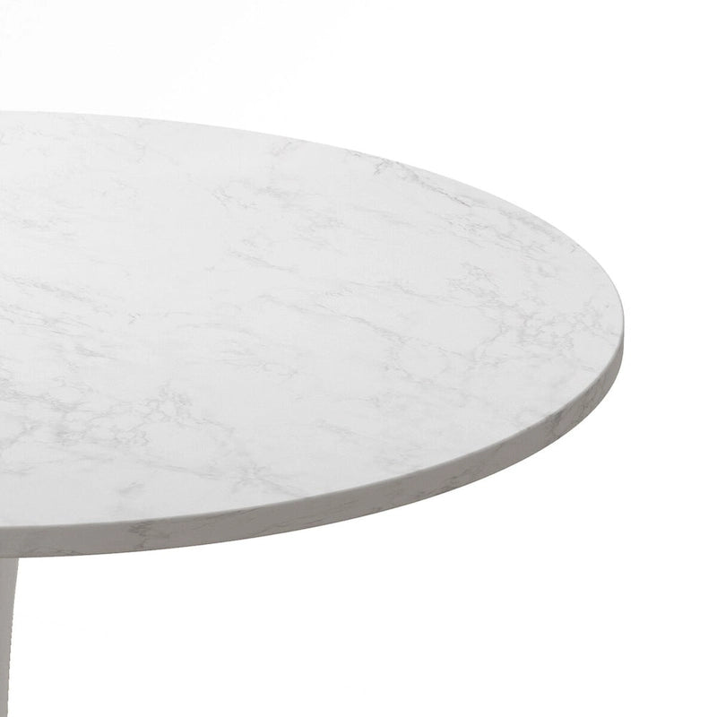 32Table à manger moderne avec base ronde en métal et plateau en MDF