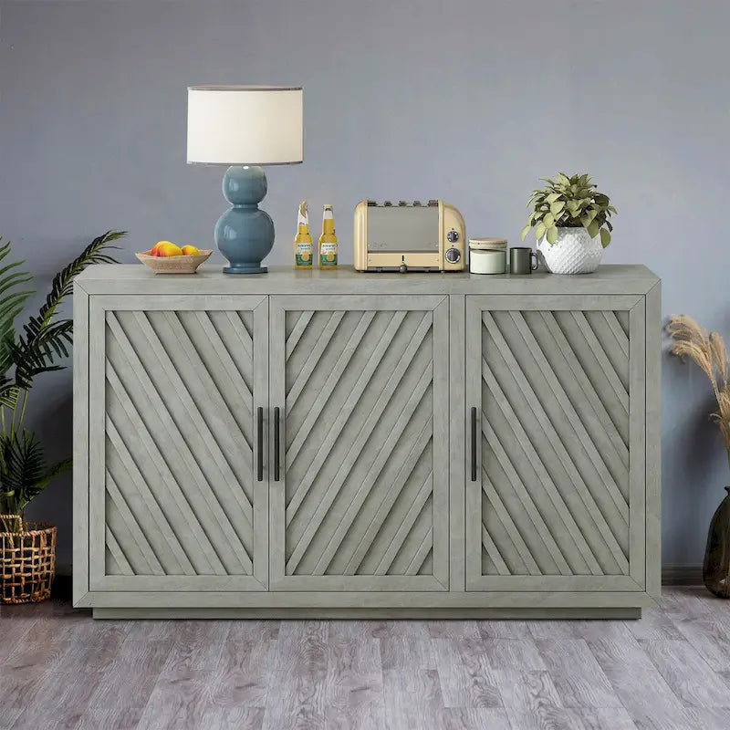 Bahut en bois vintage classique avec étagères intérieures réglables