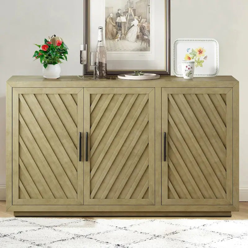 Bahut en bois vintage classique avec étagères intérieures réglables