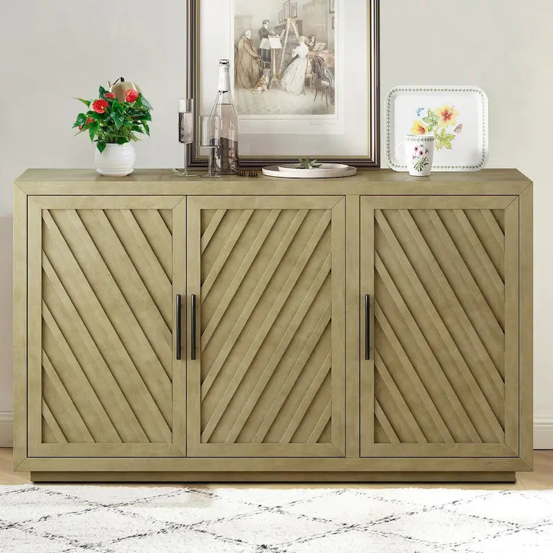 Bahut en bois vintage classique avec étagères intérieures réglables