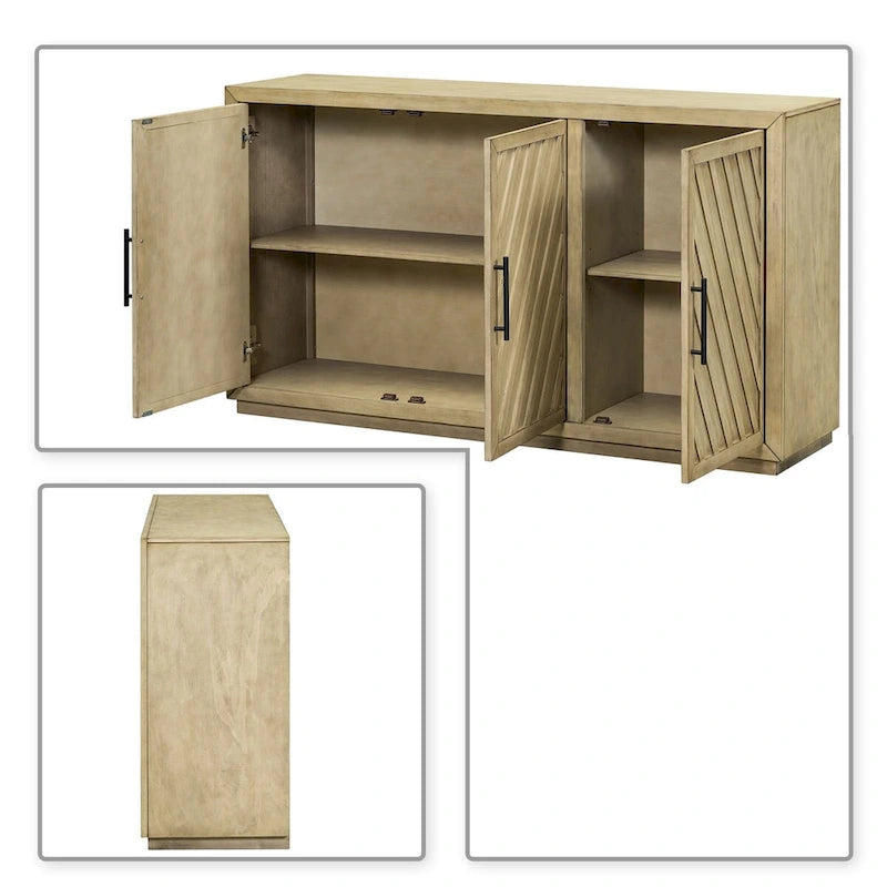Bahut en bois vintage classique avec étagères intérieures réglables