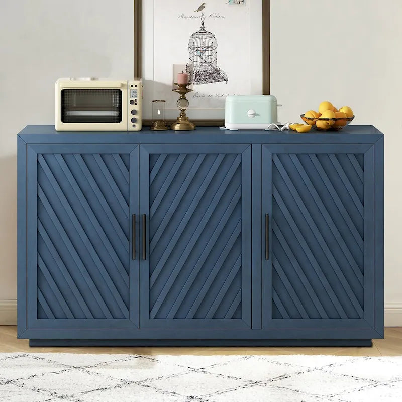 Bahut en bois vintage classique avec étagères intérieures réglables