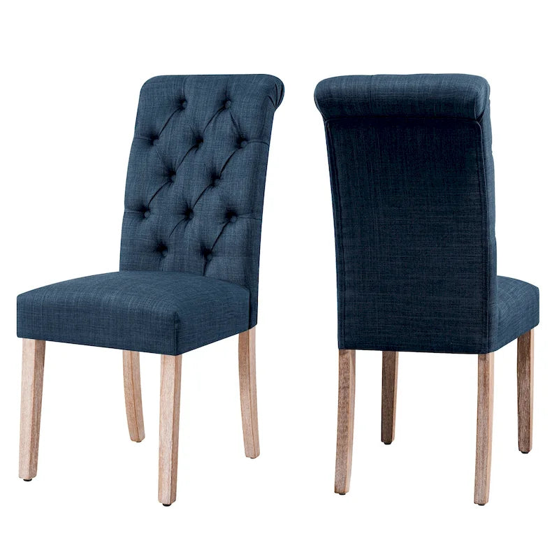 Chaise de salle à manger Parsons en lin avec boutons décoratifs
