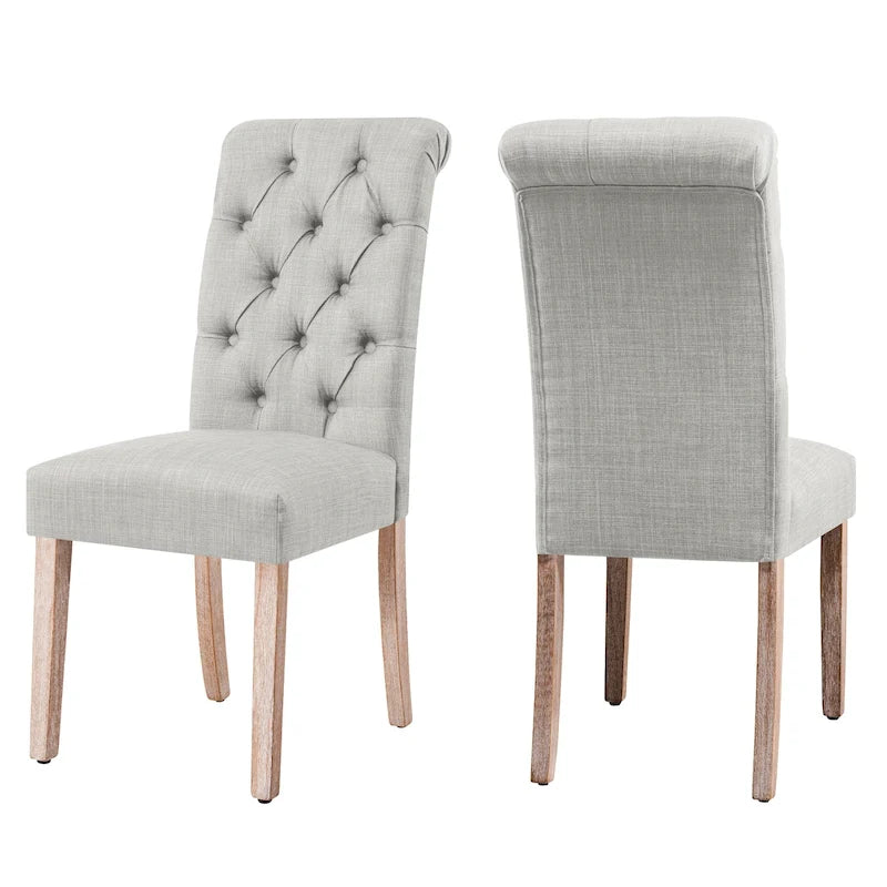 Chaise de salle à manger Parsons en lin avec boutons décoratifs