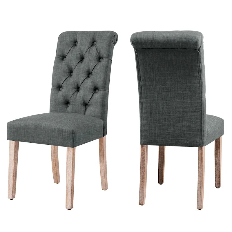 Chaise de salle à manger Parsons en lin avec boutons décoratifs