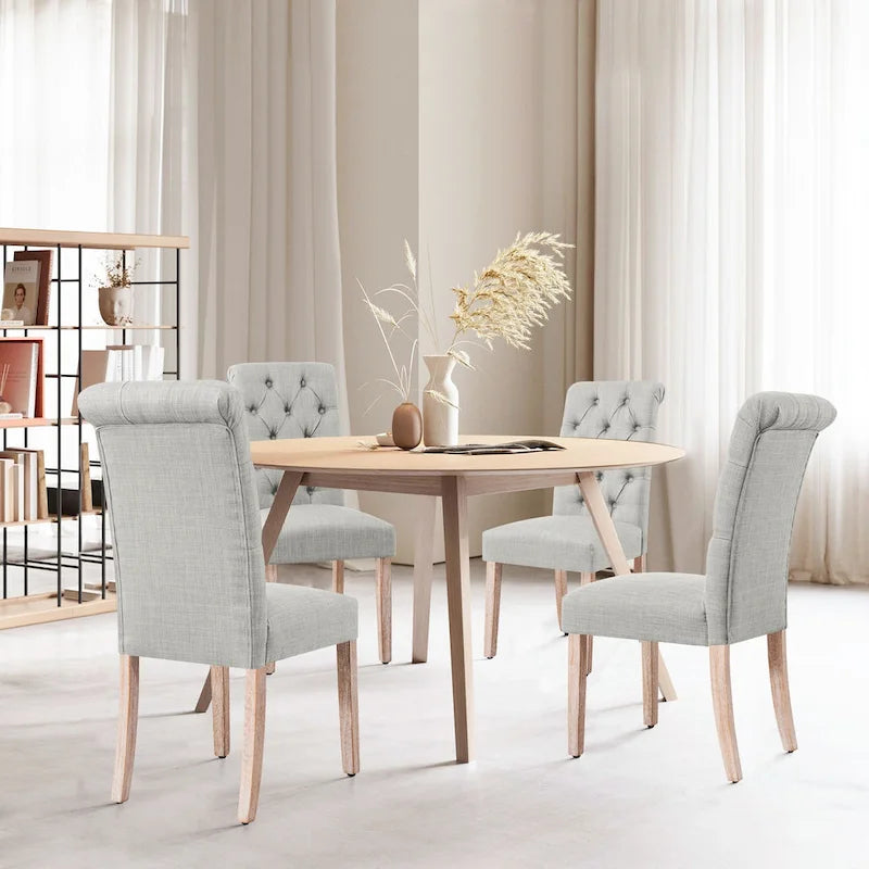 Chaise de salle à manger Parsons en lin avec boutons décoratifs