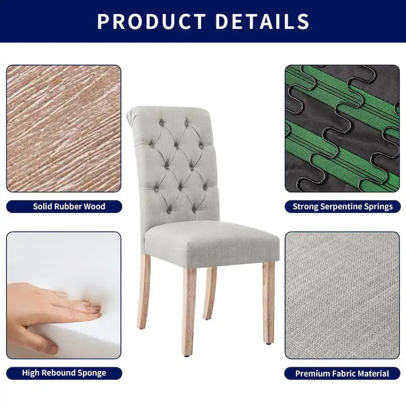 Chaise de salle à manger Parsons en lin avec boutons décoratifs