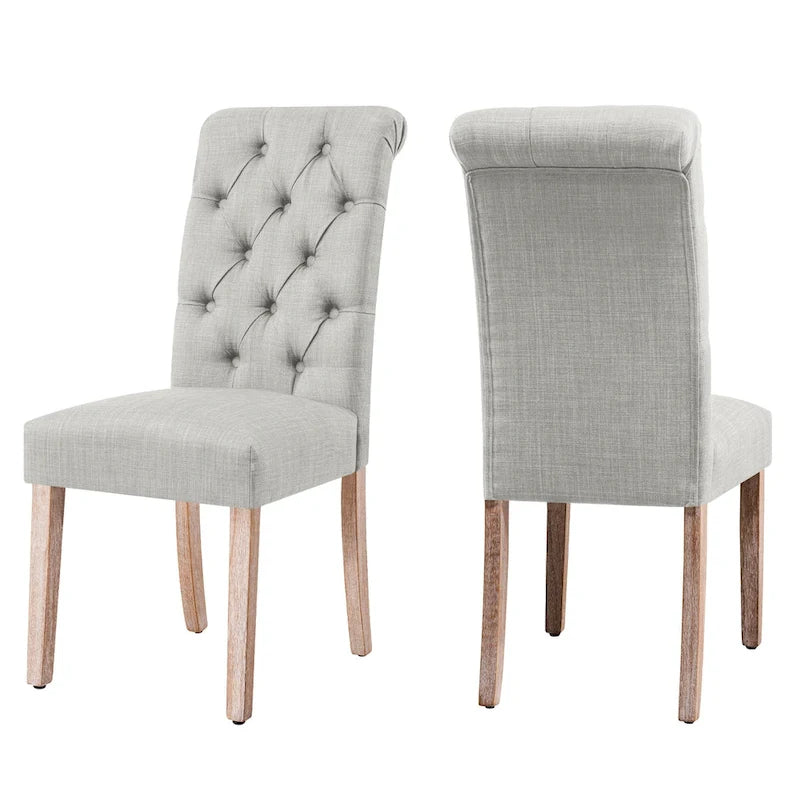 Chaise de salle à manger Parsons en lin avec boutons décoratifs