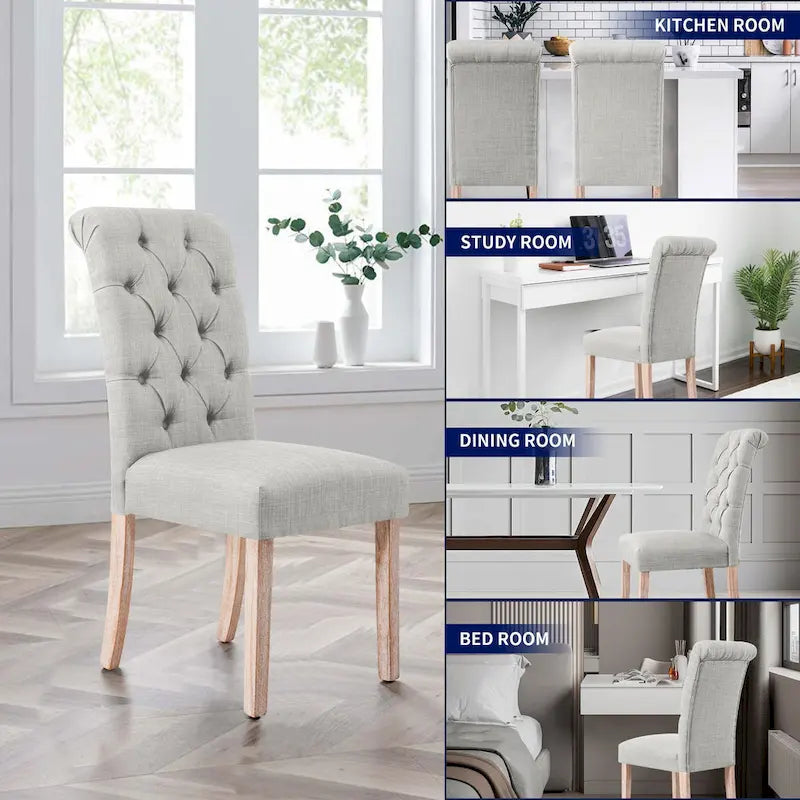 Chaise de salle à manger Parsons en lin avec boutons décoratifs