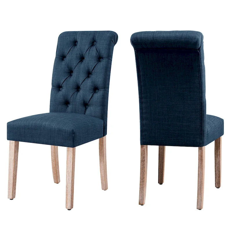 Chaise de salle à manger Parsons en lin avec boutons décoratifs