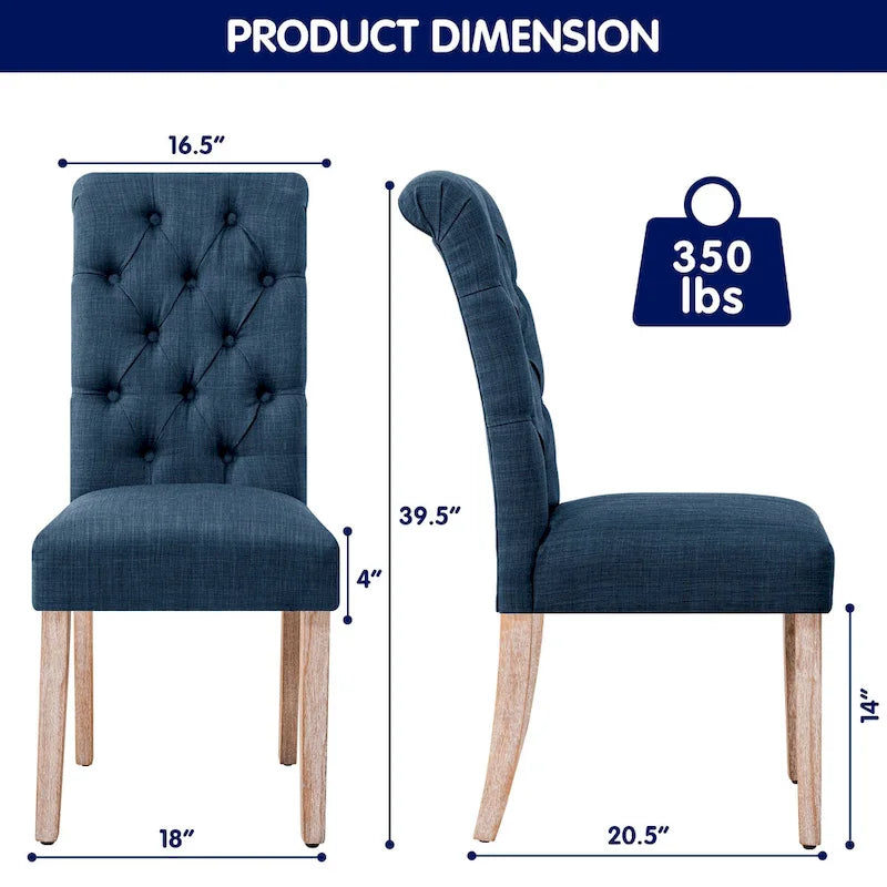 Chaise de salle à manger Parsons en lin avec boutons décoratifs