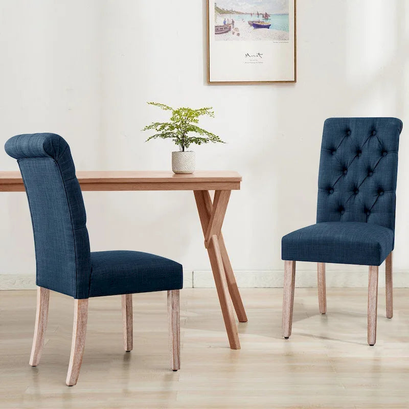 Chaise de salle à manger Parsons en lin avec boutons décoratifs