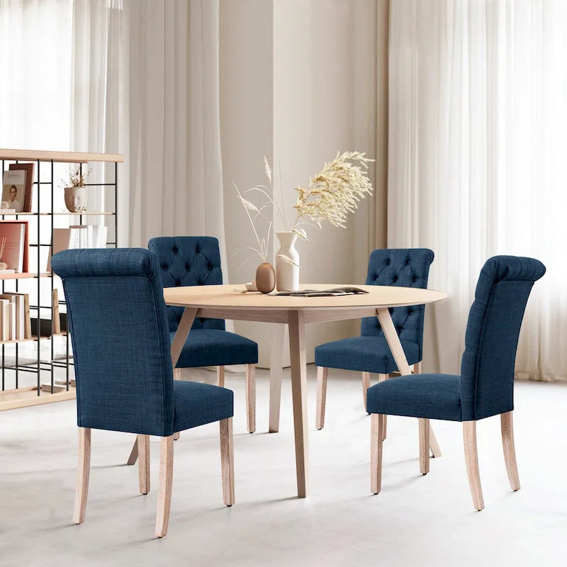 Chaise de salle à manger Parsons en lin avec boutons décoratifs