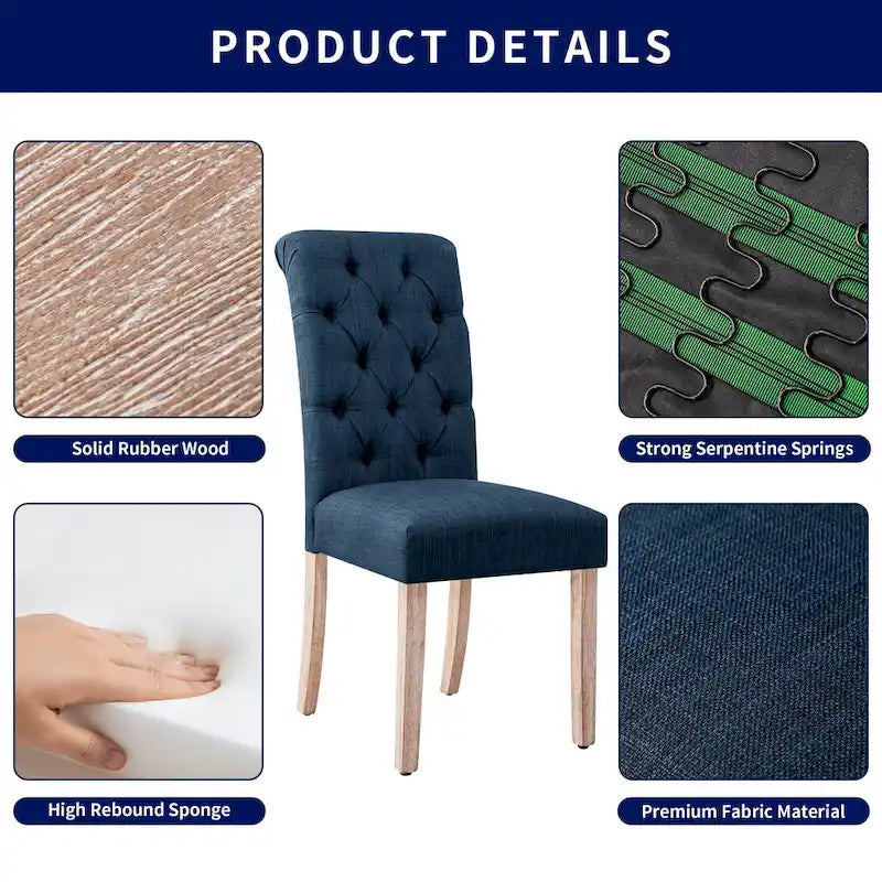 Chaise de salle à manger Parsons en lin avec boutons décoratifs