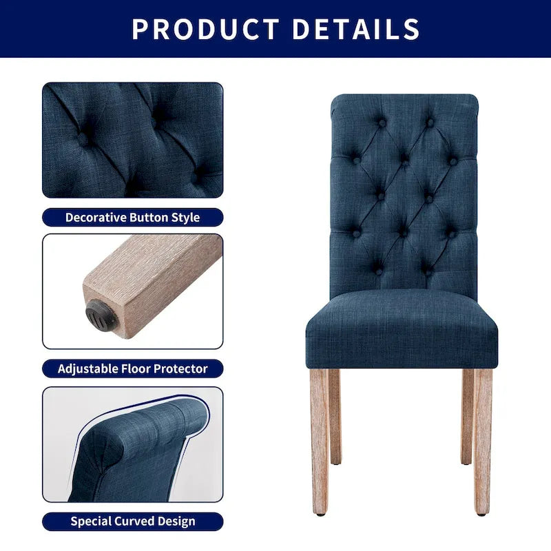 Chaise de salle à manger Parsons en lin avec boutons décoratifs