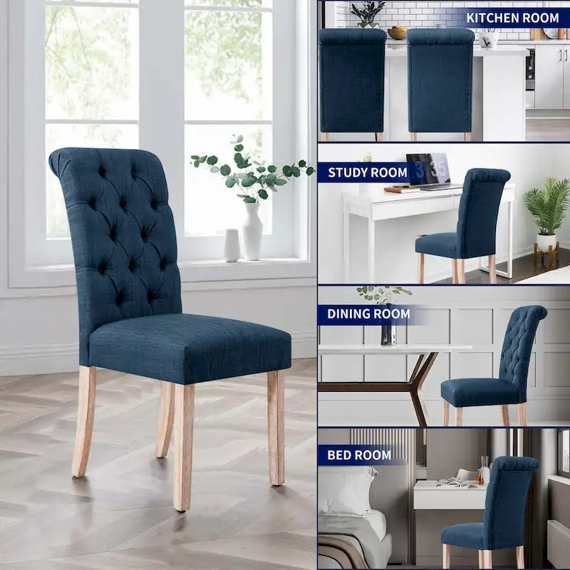 Chaise de salle à manger Parsons en lin avec boutons décoratifs